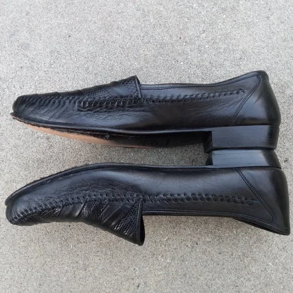 Vintage Leather & Lizard Chevron Loafer/Driving Shoe Size 9